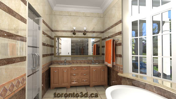 Traditional Bathroom Design architectural visualization Toronto3d.ca
